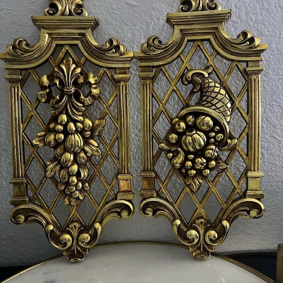 Set of 4 DART 7212-7215 GOLD Resin HOLLYWOOD REGENCY Wall Plaque Hanger 13¾ 1974 - Picture 2 of 5